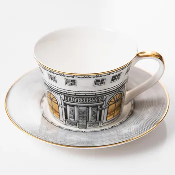 Castelul Swan Ceașcă de Ceai din porțelan de Aur Fereastra Clasic Retro Vânt Ceașcă de Cafea Decor Acasă Concentrat de Cafea Ceasca si Farfurie Set