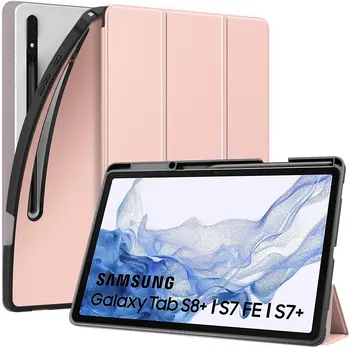 Caz Pentru Samsung Galaxy Tab S7 FE 12.4-Inch 2021/Galaxy Tab S8 Plus si Galaxy Tab S7 Plus,rezistent la Șocuri Corp Plin Trifold Suport c