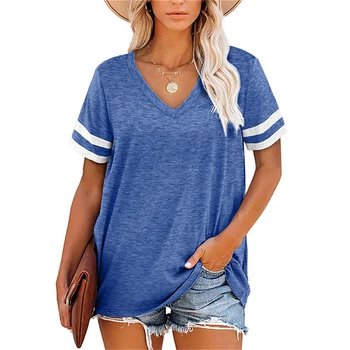 Elegant V-Neck Loose Bluze Pentru Femei de Moda 2023 Vara Femei dungi Camasi cu Maneca Si Bluza Feminin Gol Afară de Top