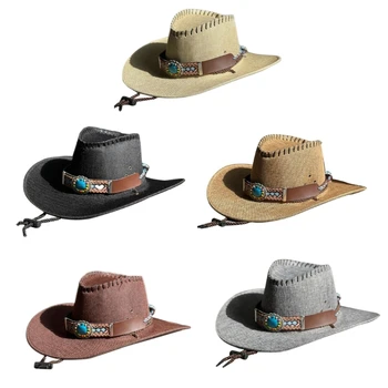 Manual Pălărie de Cowboy Margine Largă Domn cu Pălărie de Cowboy pentru Femei Barbati Partid Dress-up Unisex Pălărie Cowgirl pentru Camping