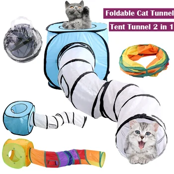 Pisica De Companie Jucării Pisica Tunel Jucării Pliabil Cort Tunel 2 In 1 Pisoi De Formare Interactive, Jucarii Pisica De Formare A Juca Jocuri Consumabile Pentru Animale De Companie