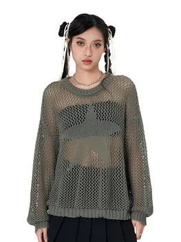 Vintage-inspirat Femeile s Supradimensionate Grafic pulover Pulover cu Mâneci Lungi și Gât Echipajului - Tricotaje Confortabil pentru Harajuku