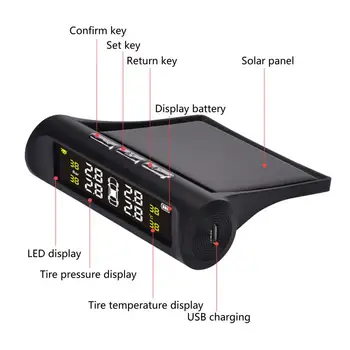 1 Set Excelent de Energie Solară Anti-interferențe Presiunea în Anvelope Auto de Alarmă Sistemul de monitorizare a Vehiculelor Consumabile