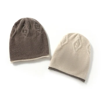 100% Cașmir Pur Pălărie Tricotate pentru Femei Toamna Si Iarna Caldura Acoperi Baotou Versiunea coreeană Casual Ondulată de Lână Pălărie
