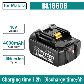 100% Originale Makita 18V 4000mAh baterie Reîncărcabilă Scule electrice Makita Acumulator cu LED baterie Li-ion de Înlocuire LXT BL1860B BL1860 BL1850