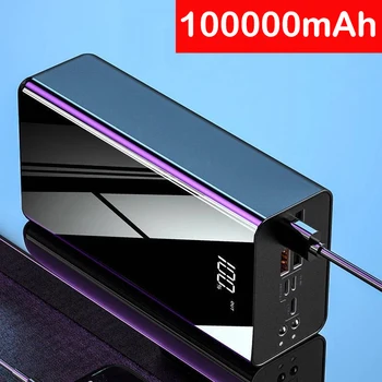 100000mAh Banca de Alimentare Portabil Încărcător USB 4 Poverbank Baterie Externă pentru iPhone 14 13 12 Xiaomi, Huawei Samsung Powerbank