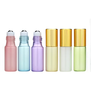 1000pcs/lot 3 ml 5 ml Portabil de Călătorie Esențiale de Ulei de Parfum cu Role Flacon de unică folosință 5ml Perle Colorate de Sticlă Subțire Rola Mingea Sticla