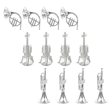 12 Buc Trompeta De Instrumente Muzicale Model In Miniatura Vioara Pomul De Crăciun Decor Cununa Accesoriu Din Plastic