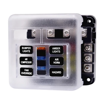 12V 6-Mod de Lama Blocul de Siguranțe cu Negative de Autobuz 6 Siguranța Circuitului Cutie de Suport cu Indicator LED Capac Protecție pentru Remorcă Auto Iaht