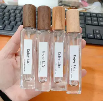 15ML Pătrat Mostra de Parfum de Lemn Capac de Spray Flacon de Sticlă 100BUC/LOT SN850
