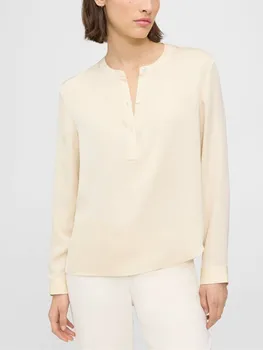 2 Culori Pentru Femei Culoare Solidă Bluză De Mătase 2023 Vară O-Neck Maneca Lunga Butoane Frontal Doamnelor Tricou Simplu