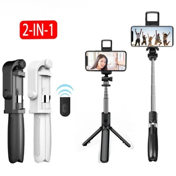 2 în 1 Stick de Selfie din Oțel Inoxidabil 680mm Extins Telefon Trepied Wireless Bluetooth Declanșator de la Distanță pentru Smartphone-uri Portabile Titular