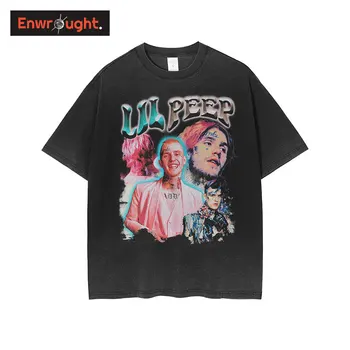 2022 Bărbați Hip Hop tricou Harajuku Rapper-ul Lil Peep Imprimat Tricouri Streetwear Vară Mâneci Scurte Topuri de Moda Tricou Tricou Negru