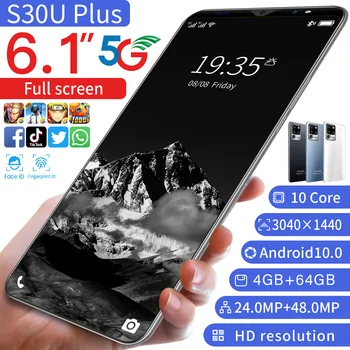 2022 Noi S30U Plus Versiune Globală Smartphone Android 10.0 Telefon 10 Core 24+48MP 4+64GB Telefon 6.1 Inch 4G 5G Dual SIM Telefon