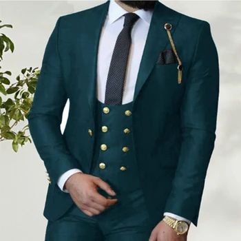 2023 Costum Homme de Afaceri Italian Slim Fit 3 Piese Verde pentru Bărbați Costume de Mire, Costume de Bal Cavalerii de onoare Sacou pentru Nunta