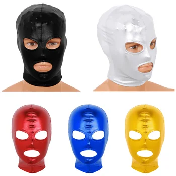2023 Sexy Barbati Femei Cosplay Masca Latex Lucios Metalic Deschide Ochii Gură Cască Full face Mask Capota pentru jocul de Rol Costume
