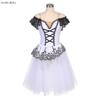 22540 De Pe Umăr Romantic De Balet Tutu Alb Spandex Tricou Rochie Fete Adulte Balerina Dans Costum De Mult Balet Tutu