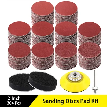 2Inch Șlefuire Discuri Pad Kit 304Pcs cu Placă de Susținere Gambă și Spumă Moale de Tamponare Pad pentru Lustruit Lemn, Cauciuc, Piele Ipsos