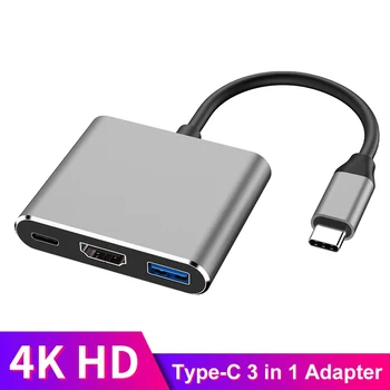 3-IN-1 USB C Compatibil HDMI Convertor Adaptor de Tip C HD/USB 3.0/Tip C, Adaptor Dock Hub Rapid de Încărcare Inteligent Adaptor Pentru PC