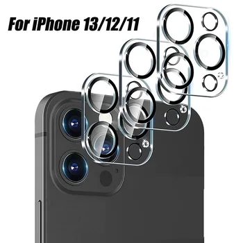 3PCS Spate aparat de Fotografiat Lentilă Clară Protector pentru iPhone 13 11 Pro Max 12 Mini 3D Capac Sticla Film cu Noaptea Neagră Cerc
