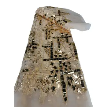 5Yards mai Recente de Înaltă Calitate Popular Elegant Africane Tul Sequince dantela Cu Pietre Material Pentru Partid Rochie de Seara NN5368_V