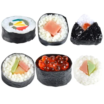 6Pcs Artificiale Sushi Eșantion Fals Alimente Simulare Rulouri de Orez Model Realist Realiste Sushi Model