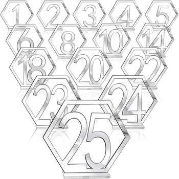 Acril Oglindă Aur, Argint Hexagon Gol Număr 1-40 Titular Semn Bar Cafenea Card De Masa Nunta
