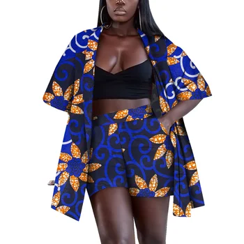 Africa de Imprimare de Costume pentru Femei de Vară 2 Piese Tricou și pantaloni scurți Set Tribal Dashiki Casual, Petrecere de Vacanță