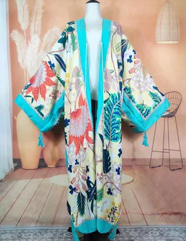 African New Florale Tradiționale De Moda 2023 Vara Bumbac Vrac Maneca Lunga Cardigane Supradimensionate Kuweit Musulman Moale Kimonouri