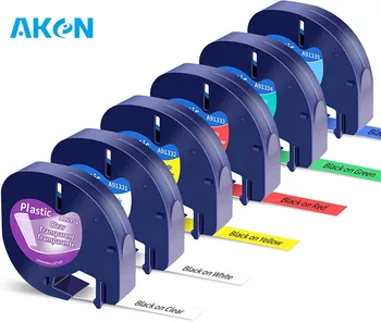 Aken 6PK Multicolore din Plastic Etichetă Casetă Compatibil pentru Dymo Letra Tag Eticheta Caseta Letratag Etichetare Filtru 91332 pentru Dymo LT-100T