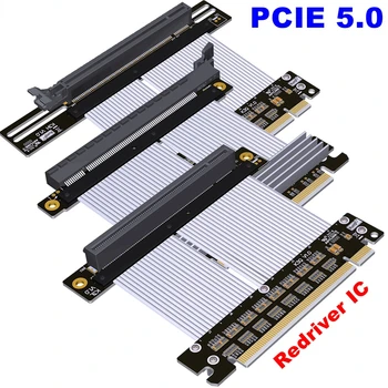 Argint PCIe 5.0 X16 Coloană Gen5 16x Viteza Mare Extensie Cablu Video Redriver IC Portul PCI Express PC-ul GPU-ului Extender Dreptul de Conector