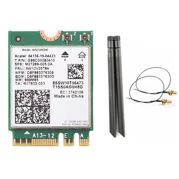 AX210NGW WIFI6E 5374M Gigabit 2.4 G/5G/6G Tri-Band Wireless placa de Retea+Cablu+8DB Kitul Antena Built-In placa de Retea WiFi