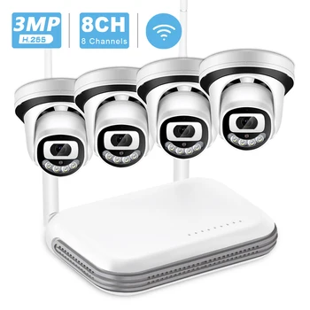 BESDER 3MP HD Audio Camera WiFi 8CH Mini NVR Securitate CCTV Kit IR Noapte Viziune de Detectare a Feței Sistem de Supraveghere Video Wireless