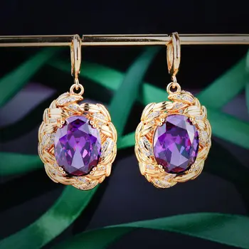 Bijuterii de epocă Ramură de Măslin Design Cercei Simulate cu Diamant Violet Legăna Cercei Pentru Femei Petrecere de Lux Accesorii