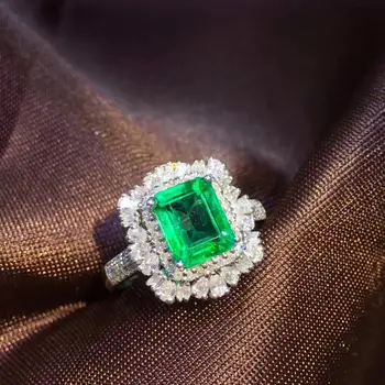 Bijuterii Fine Real Pur 18K Aur Alb 100% Naturale de Smarald Piatră prețioasă 1.6 ct Diamant femeii Inele de Nunta pentru Femei Inele