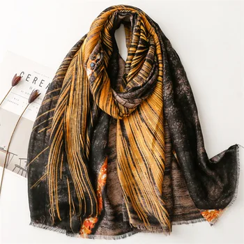 Bumbac Moale Simt Florale Imprimate Eșarfă Pentru Femei De Arta De Imprimare Eșarfe De Moda Floare De Paisley Print Șaluri Ușor Leopard Hijab