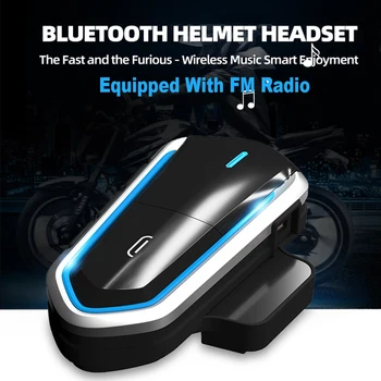Casca motocicleta cu Cască fără Fir Bluetooth setul cu Cască cu Microfon Radio FM Impermeabil apel Handsfree Kit Stereo Music Player