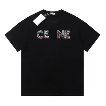 CENE Casual de Vara de Cristal Negru Oversize T-shirt, O-neck Loose Tee Topuri Streetwear Skateboard HipHop Top Ue Marimea XS-L