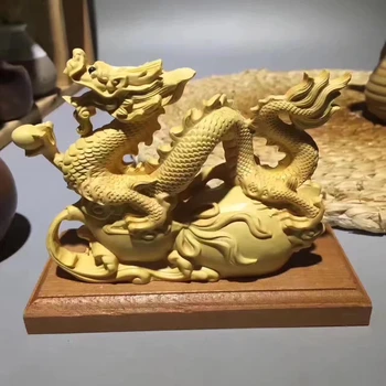 Cimișir sculptură dragon Teng Sheng zodia dragon decor întreaga sculptură în lemn dragon home decor de bun augur dragon