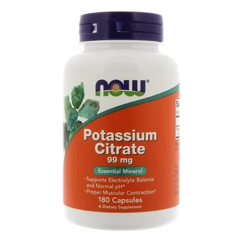 Citratul de potasiu 99 mg sprijină Echilibrul Electrolitic și pH-ul Normal de 180 de capsule