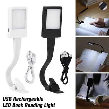 Clip de Pe Cartea de Lectură Lumina Lampa Flexibila USB Reîncărcabilă Lumina de Citit Reglaj fără Trepte Reglabile LED Lumină de Carte