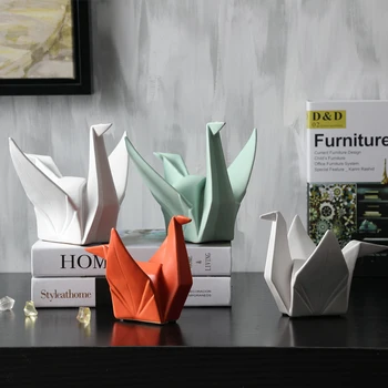 Creative Moderne Pasăre Statuie Abstract Ceramice Origami Animale Sculptura Birou Living Desktop Decoratiuni Home Decor Figurine