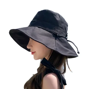 Culoare Solidă Femei Găleată Pălărie De Vară Pliabil De Protecție Solară Panama Pălărie Pescar De Sex Feminin Soare În Aer Liber Preveni Pălărie De Călătorie Plajă Capac
