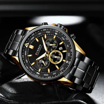 Curren de Lux, Ceasuri de mână pentru Bărbați din Oțel Inoxidabil Cuarț Ceasuri cu Cronograf Casual Sport Ceas Relogio Masculino