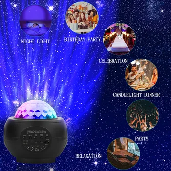 D2 LED-uri Colorate Stele Cerul Înstelat Lumina de Noapte Proiector Rotativ Ocean Val Noapte de Muzică Ușoară USB Nebuloasă Lampa Galaxy Light