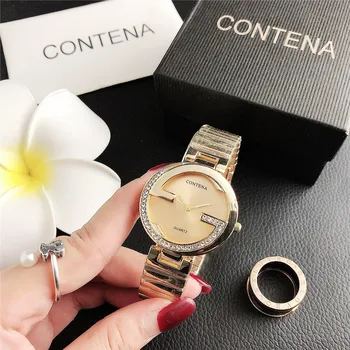 De lux a crescut de aur cuarț pentru femei, ceas cu design minimalist, curea silicon, gra dial 2023