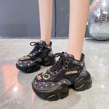 De lux Stras Adidasi Casual pentru Femei Pantofi Confortabil Gros de Design Unic Culoare de Potrivire de Cristal, Paiete de Pantofi de Sport