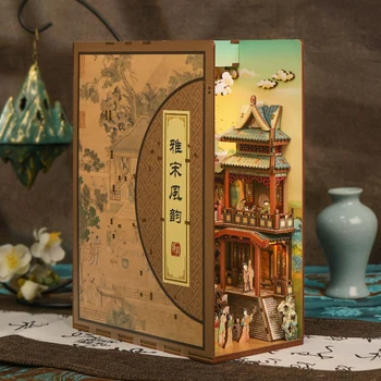 DIY din Lemn de Carte Colț de Raft Introduce Kituri Peisaj al Dinastiei Song Bookends Jucărie Raft pentru Prieteni, Cadouri Decor