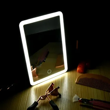 Ecran tactil Oglindă de Machiaj 180 De Grade Rotative Oglindă Cosmetică Incarcator USB Suport pentru Masă Baie Dormitor Călătorie