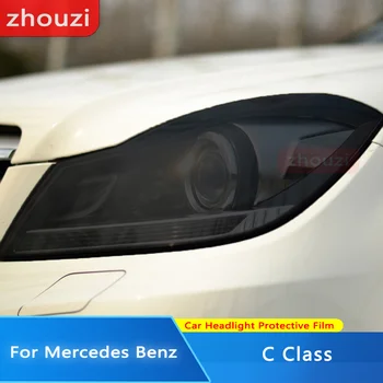 Far auto cu Folie de Protecție Transparentă Negru TPU Autocolant Pentru Mercedes Benz C Class W204 C63 AMG 2011-2014 2013 Accesorii